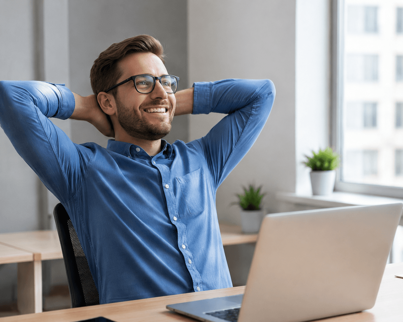 A manager confidently reviewing timesheets